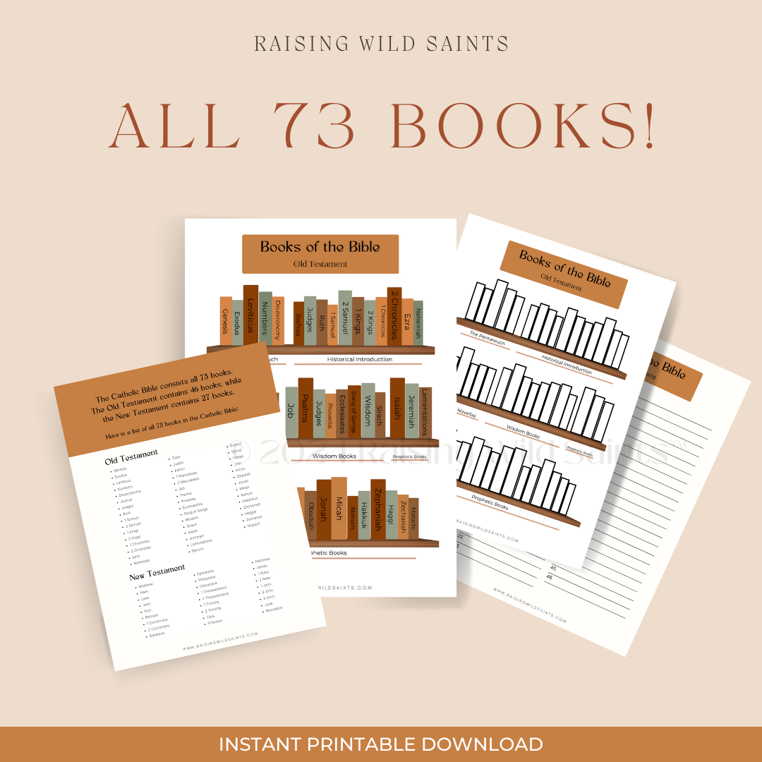 catholic books of the bible printables mini bundle raising wild saints catholic homeschool printables