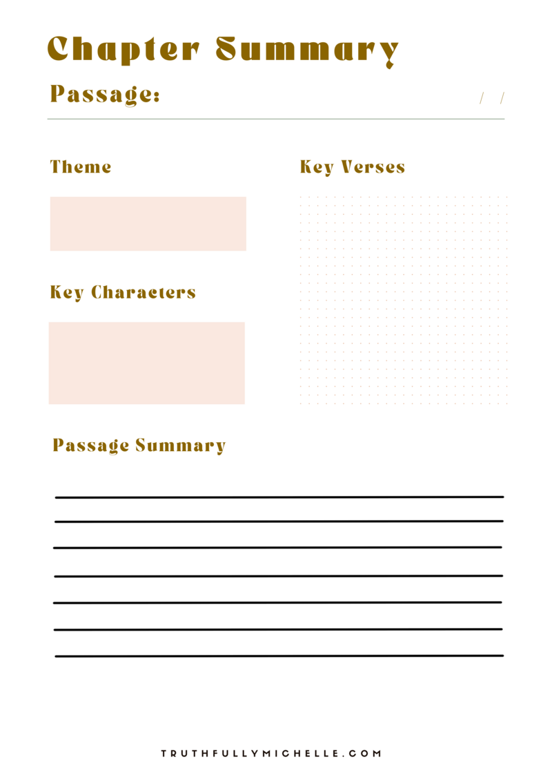 Chapter Summary Printables