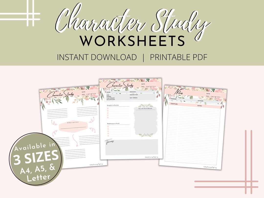 Character Bible Study Guide Bible Character Worksheets Bible Character Printable Bible Study Printable A4 A5 Letter Etsy