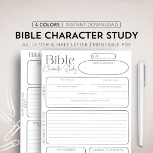 character bible study template printable bible study notes