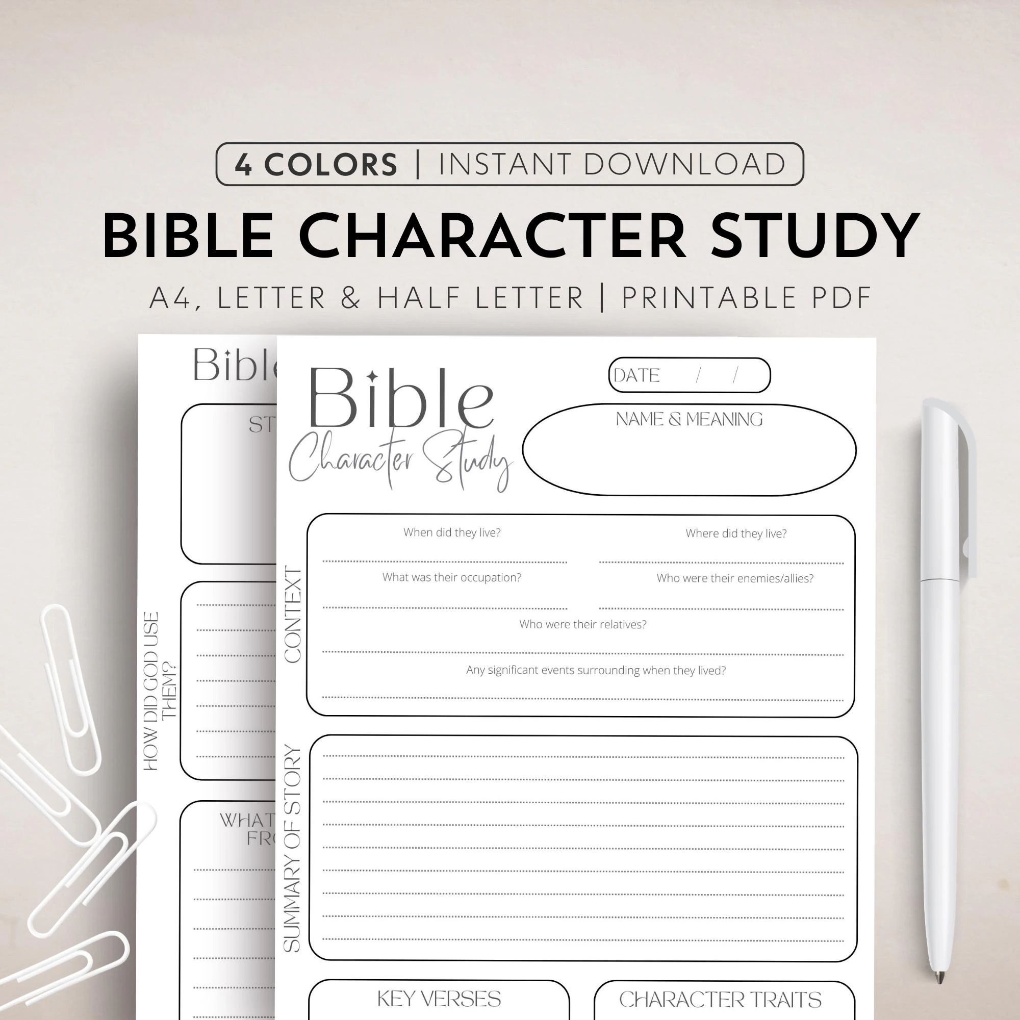 character bible study template printable bible study notes