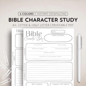 character bible study template printable bible study notes