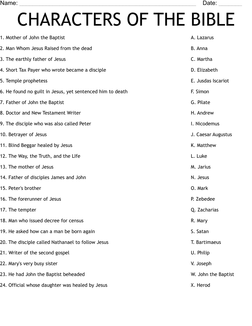 Printable Bible Quiz with Answers