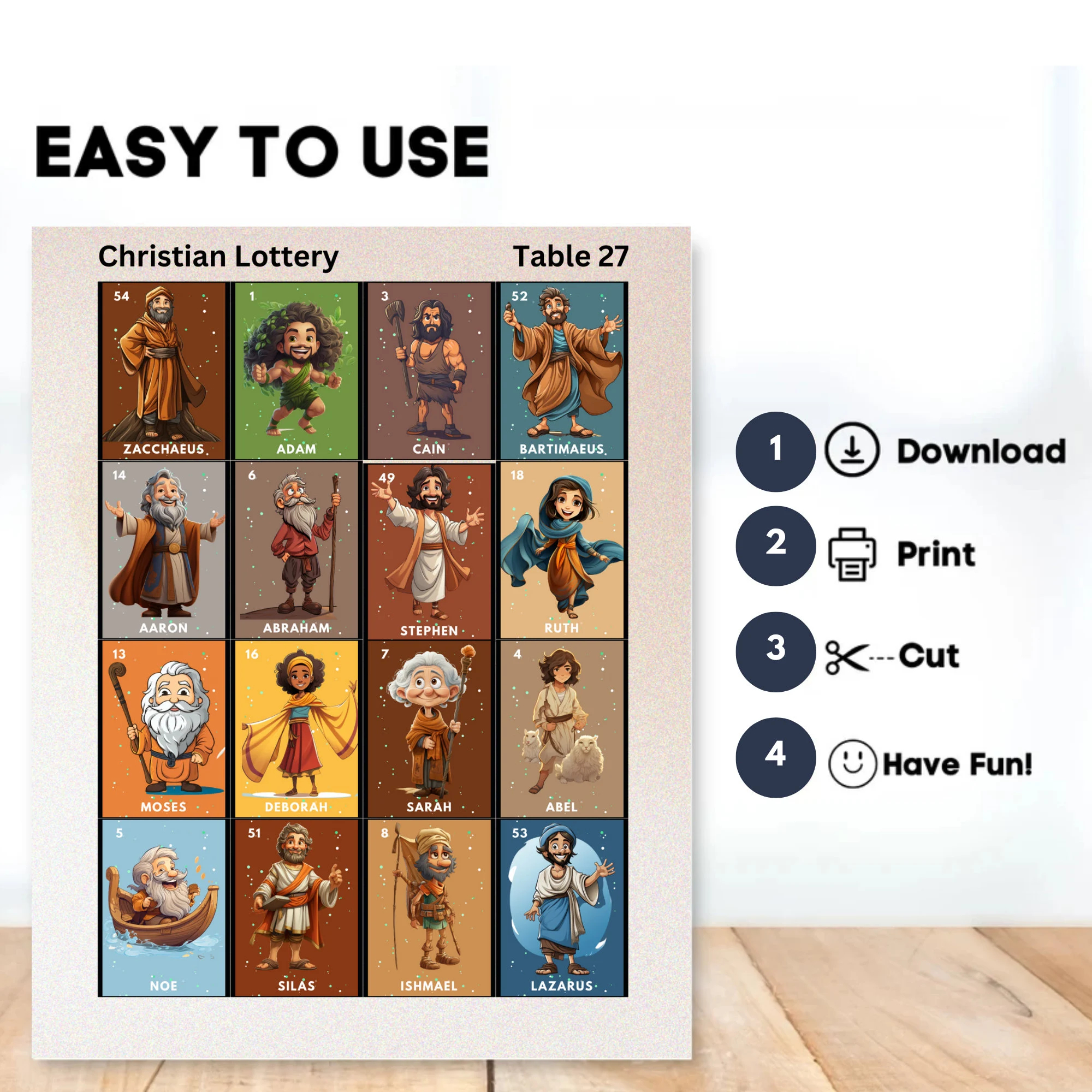 Christian Bible Lottery Game Bingo Bible Bible Edition Game Bible Printable Games Church Games Sunday School Etsy