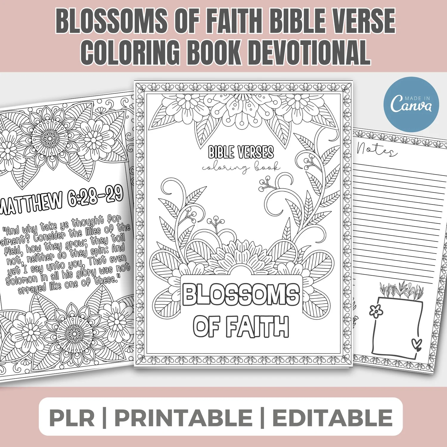 christian bible verse coloring book bible study women s devotional christian plr inspirational gift for her editable scripture plr