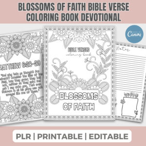Christian Bible Verse Coloring Book Bible Study Women s Devotional Christian PLR Inspirational Gift For Her Editable Scripture PLR