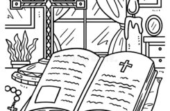 Christian Holy Bible Coloring Page For Kids Stock Vector Illustration Of Rosary Page 264063771