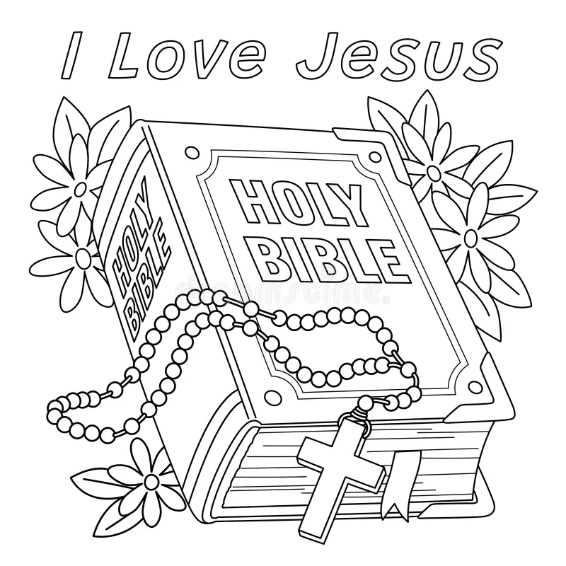 Christian I Love Jesus Coloring Page For Kids Stock Vector Illustration Of Graphic Outline 271597785