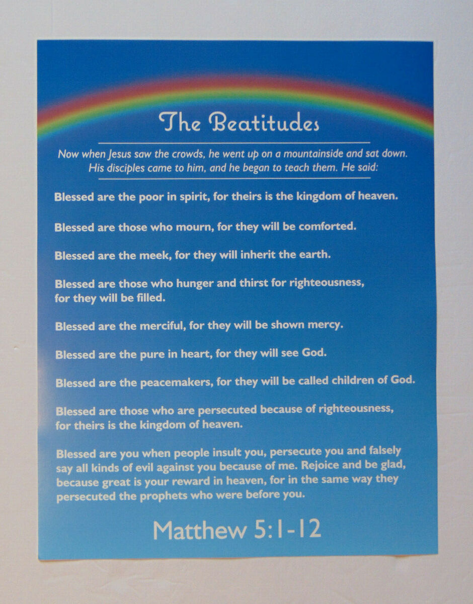 Christian Poster THE BEATITUDES 8 5 x11 Bible Scripture Verse Matthew 5 1 12 EBay