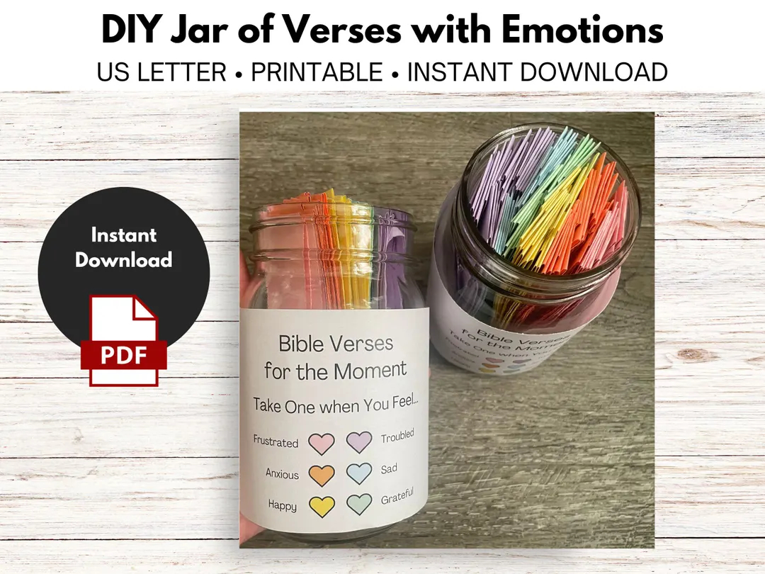 Christian Teen Gift DIY Jar Of Bible Verses For Emotions Printable Instant Download Do It Yourself Feelings US Letter And A4 Etsy