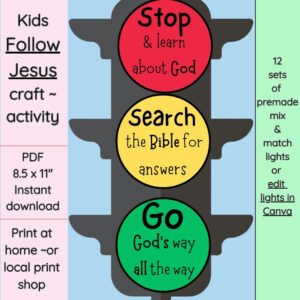 Christian Traffic Light Craft Sunday School Bible Lesson PDF Download Etsy