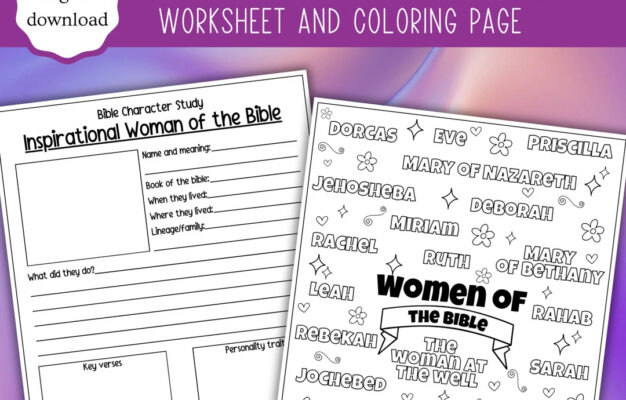 Christian Women Of The Bible Worksheet Coloring Page digital Download Etsy