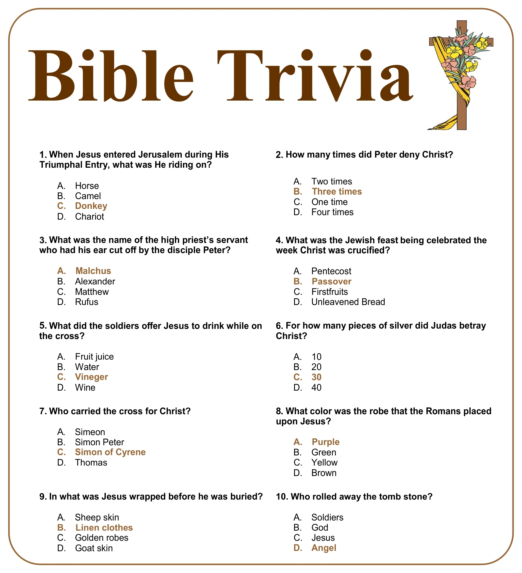 Christmas Bible Trivia 16 Free PDF Printables Printablee