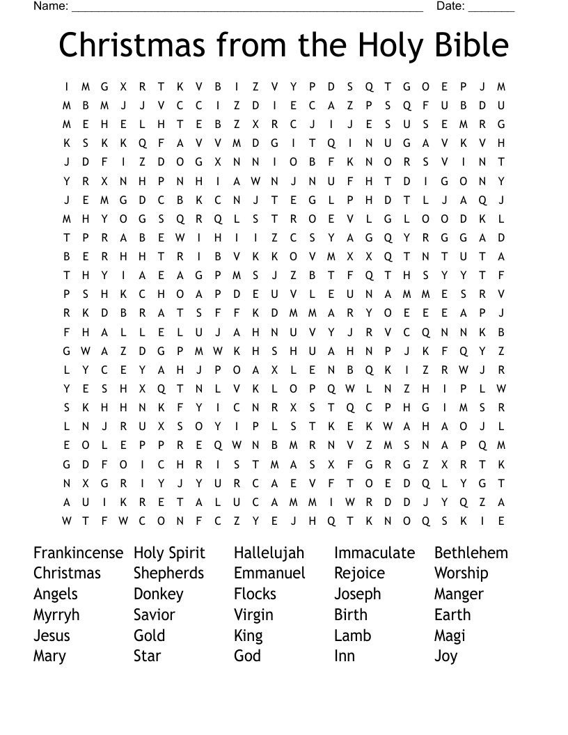 Christmas From The Holy Bible Word Search WordMint