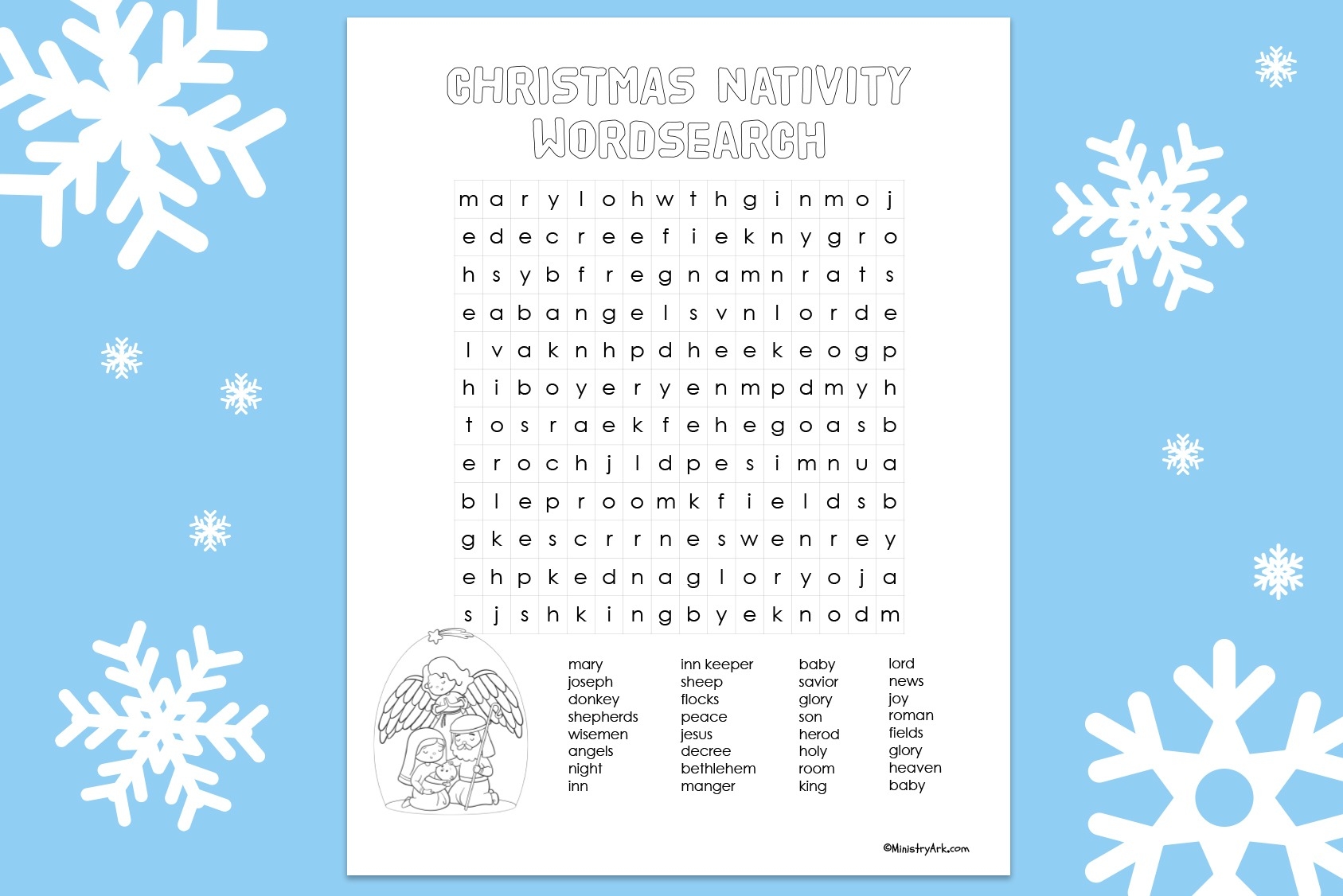 Christmas Bible Word Search Printable