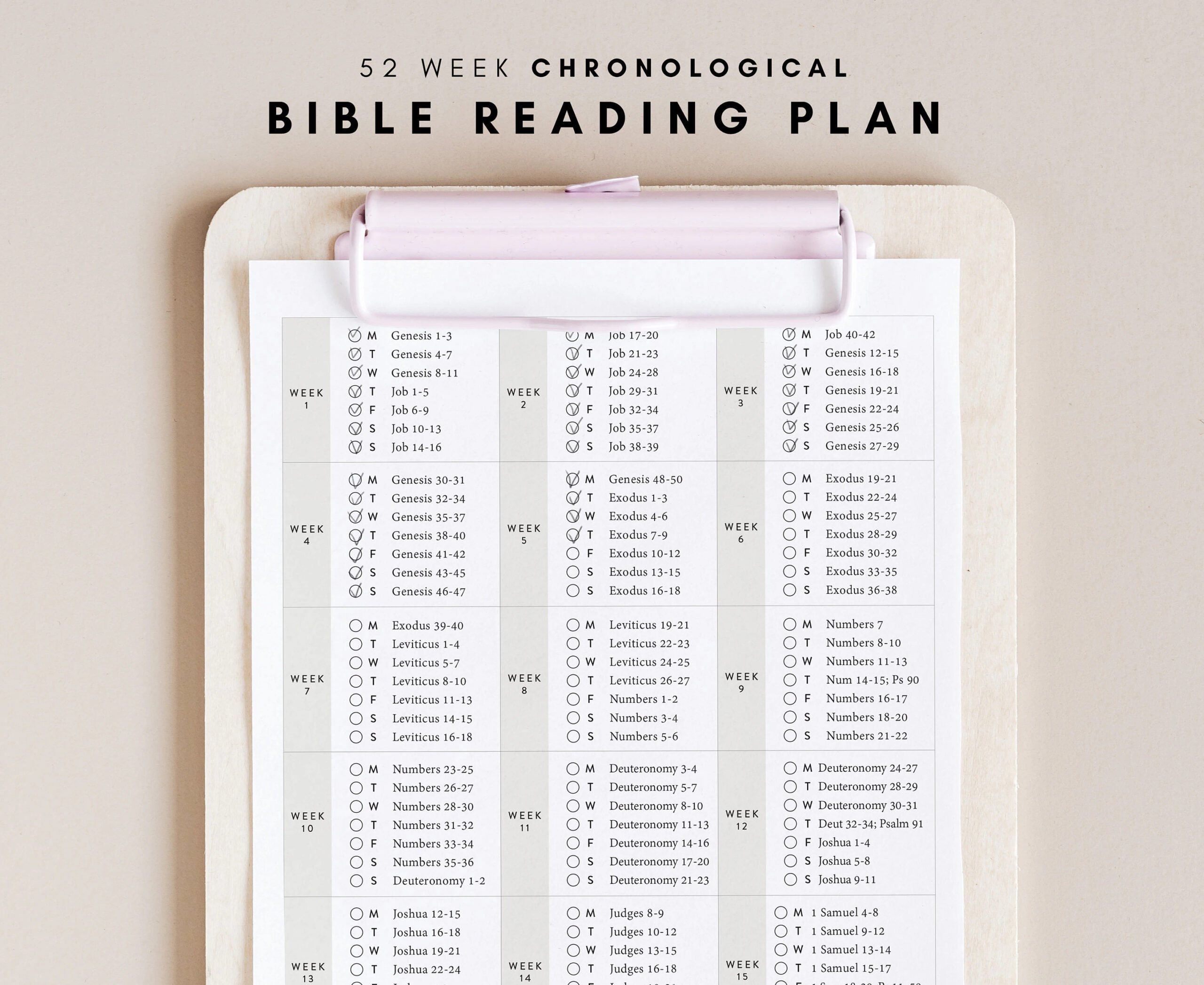 Chronological Bible Reading Plan 52 Week Bible Reading Plan 