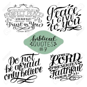 Collection 4 With 4 Bible Verses Peace I Give To You Do Not Afraid Only Believe The Lord Preserves Faithful Biblical Background Christian Poster Modern Calligraphy Scripture Print Motivational Quotes Royalty Free