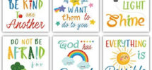 Colorful Rainbow Art Print Kids Inspirational Quote Canvas Posters Set Of 6 8 X10 Unframed Be Kind Bible Verse Wall Art For Children S Classroom Sunday School Decor Walmart