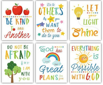 Colorful Rainbow Art Print Kids Inspirational Quote Canvas Posters Set Of 6 8 X10 Unframed Be Kind Bible Verse Wall Art For Children S Classroom Sunday School Decor Walmart