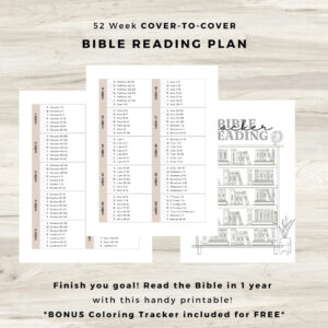 Cover To Cover Bible Reading Plan Printable Bible In 1 Year Bible 52 Week Bible Reading Schedule Bible Reading Program BONUS PAGE Etsy