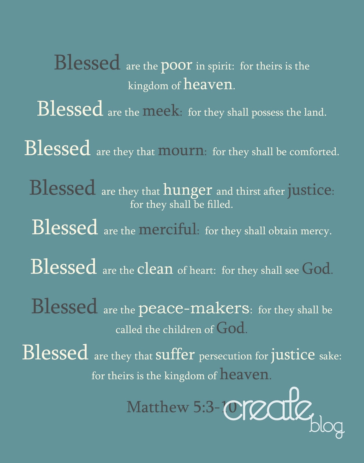 CrEATe Free Printable Beatitudes