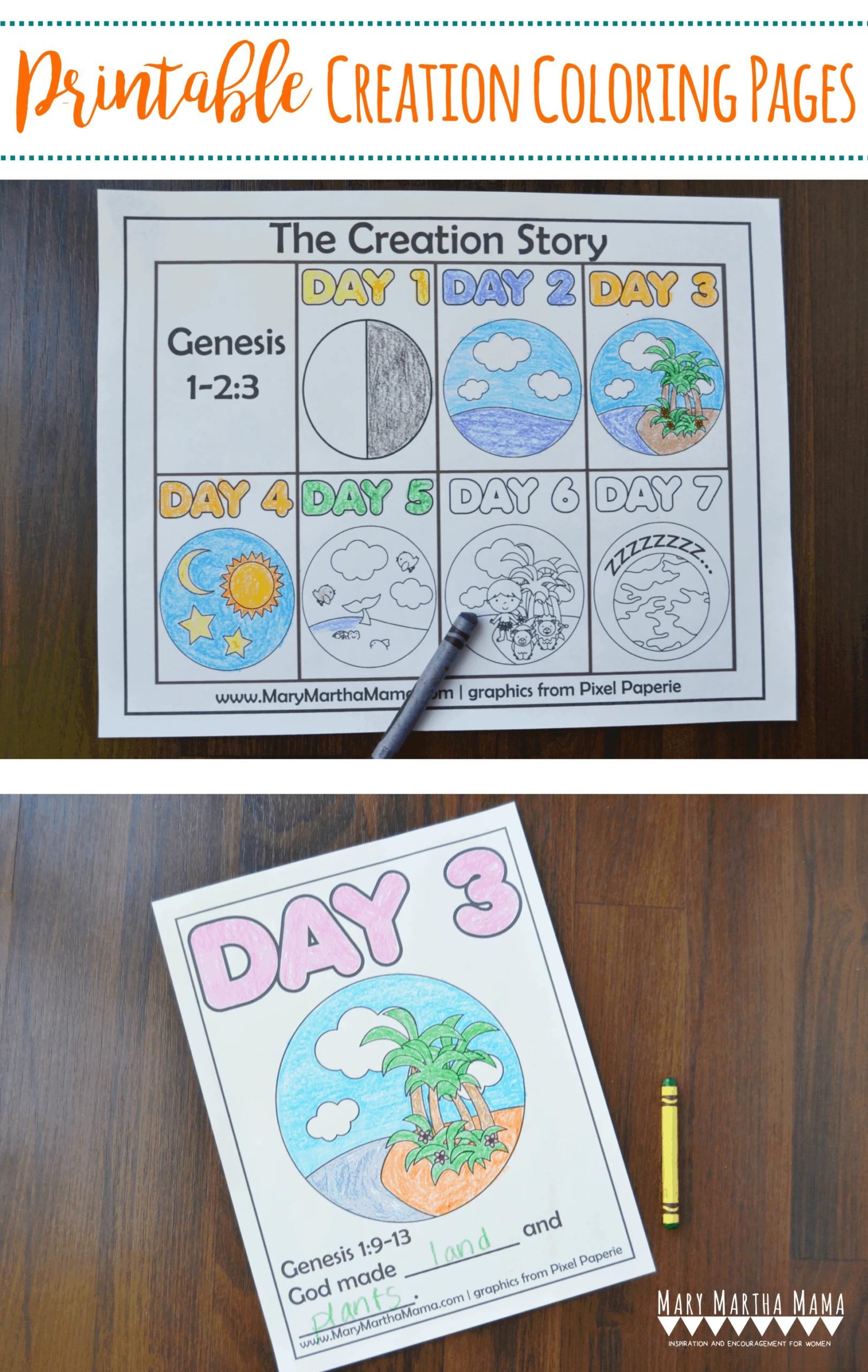 Creation Coloring Pages Mary Martha Mama