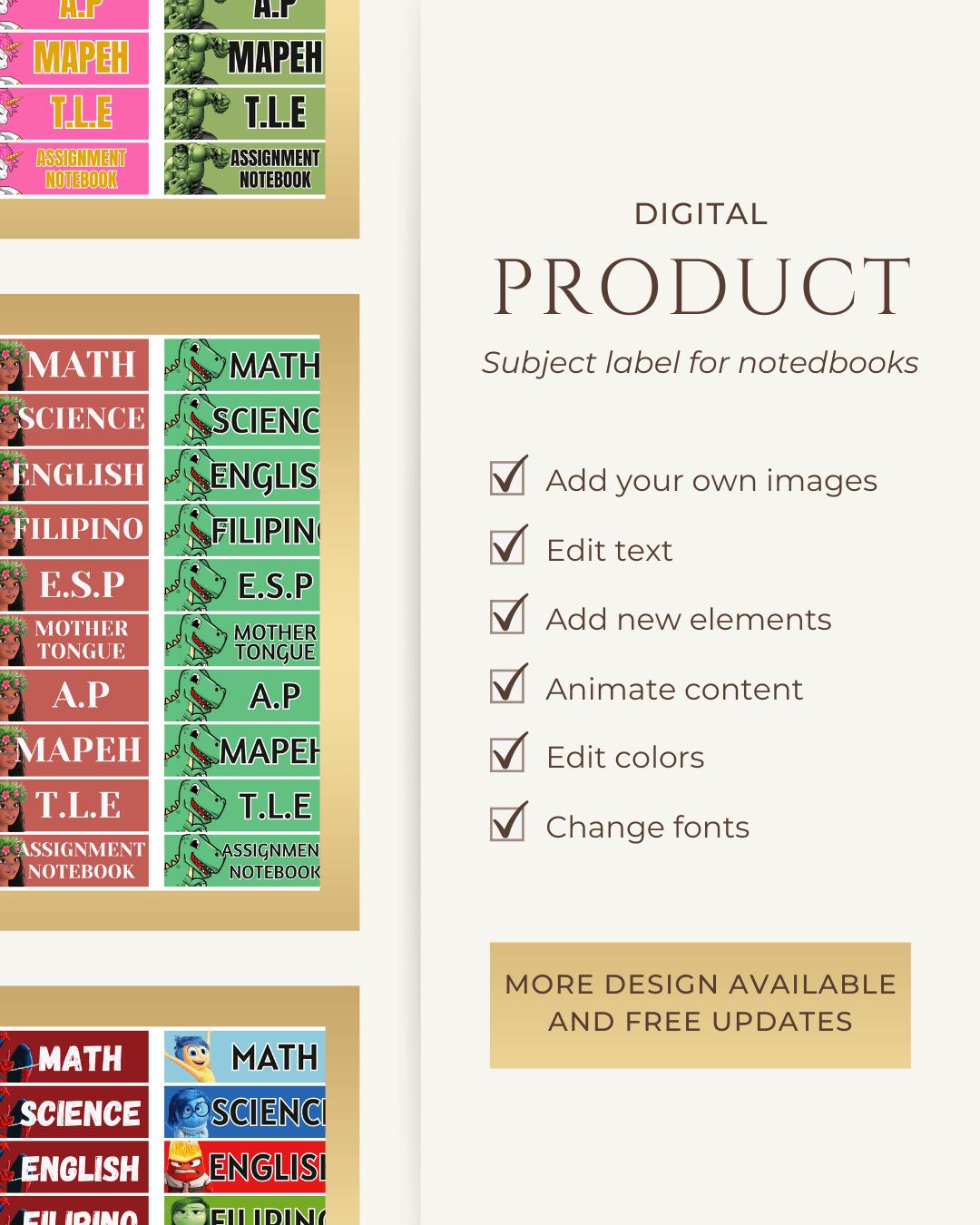 Customizable Digital Subject Labels For Notebooks Perfect For Students And Teachers By Elfelideo Raket PH