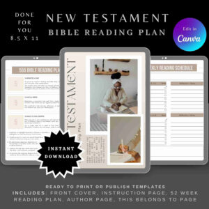 customizable new testament bible reading plan printable editable pdf with canva link payhip