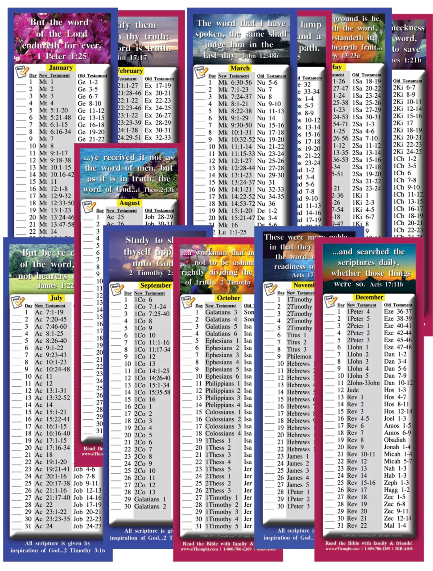 Daily Bible Reading Schedule By Month Four Sets 24 Cards Total Walmart
