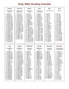 Daily Bible Reading Schedule Main Street Church Of Christ