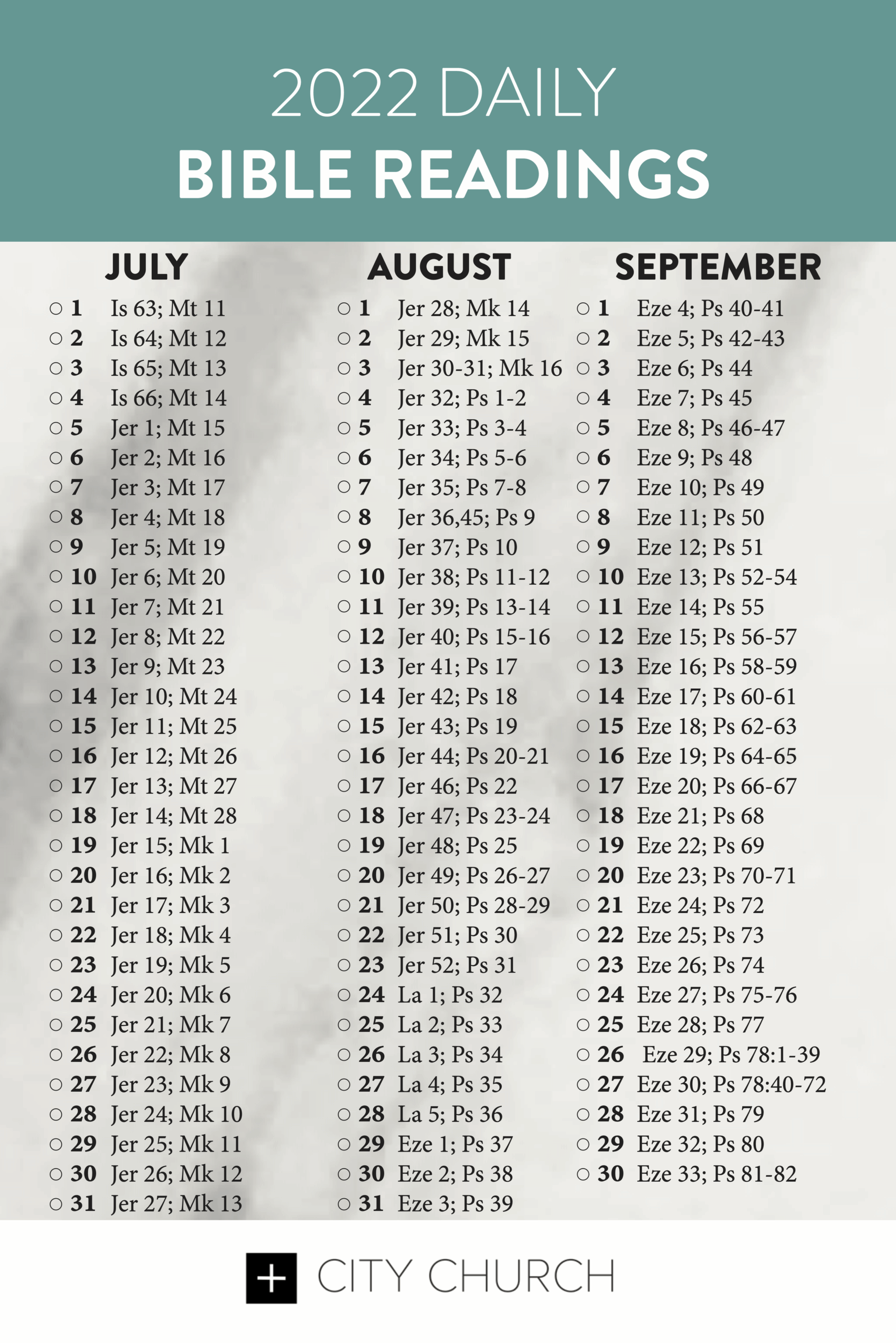 Daily Bible Readings 2021 22 City Church
