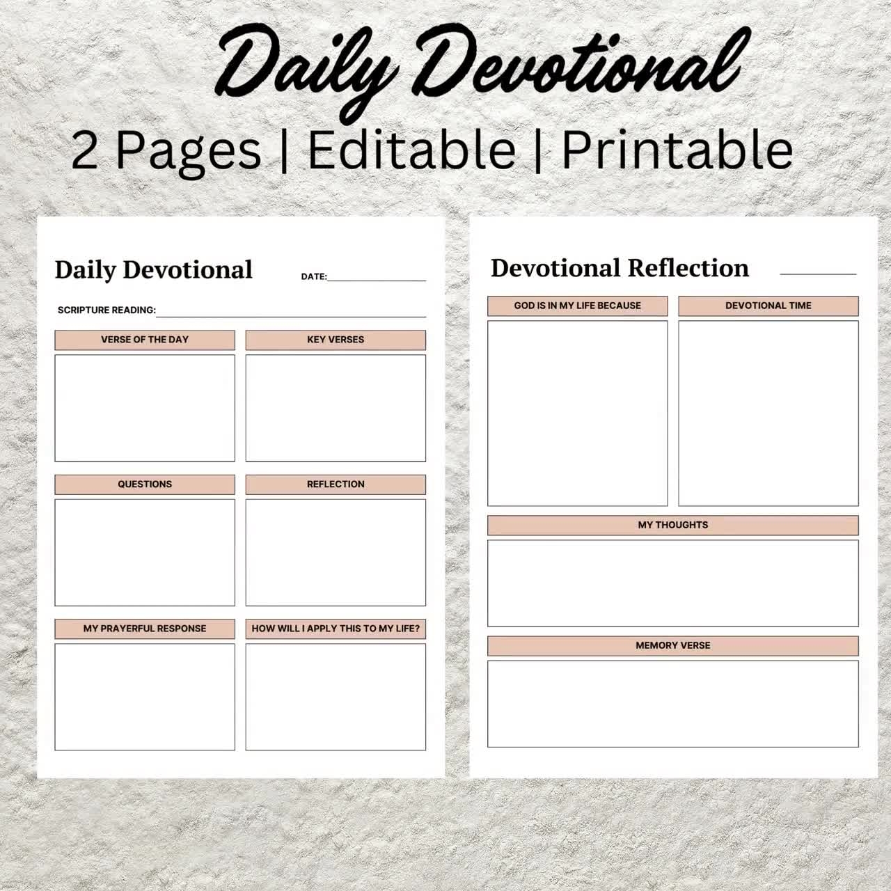 daily devotional journal template printable bible study christian faith prayer journal planner daily devotional bible scripture insert etsy