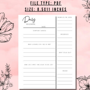 Daily Devotional Template Printable Multicolor Bundle PDF 8 5