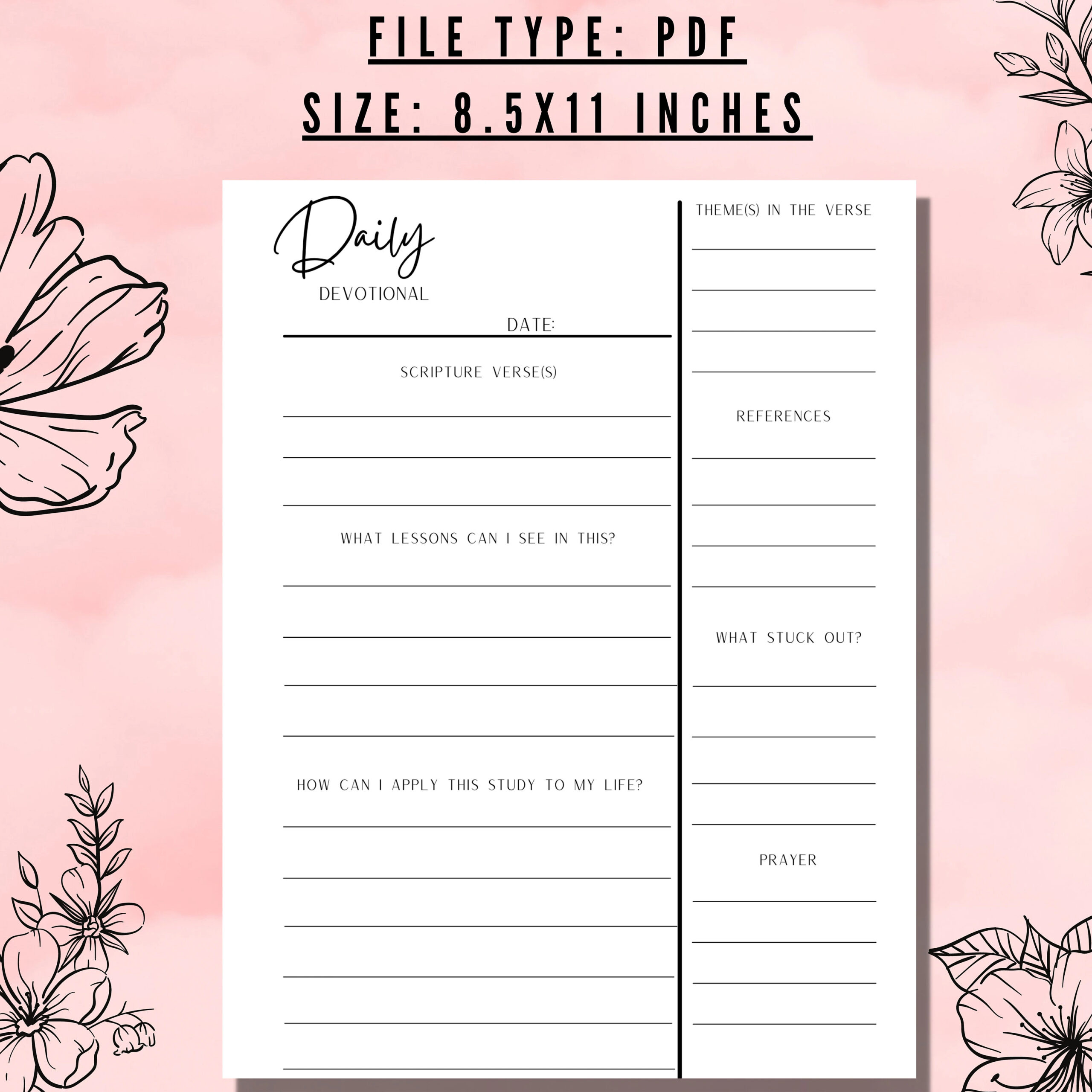 Daily Devotional Template Printable Multicolor Bundle PDF 8 5 