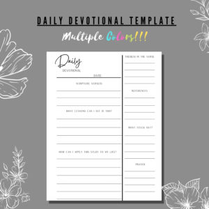 Daily Devotional Template Printable Multicolor Bundle PDF 8 5