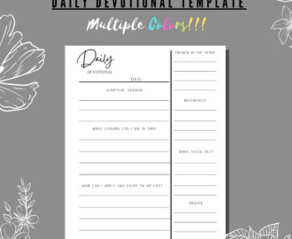 Daily Devotional Template Printable Multicolor Bundle PDF 8 5