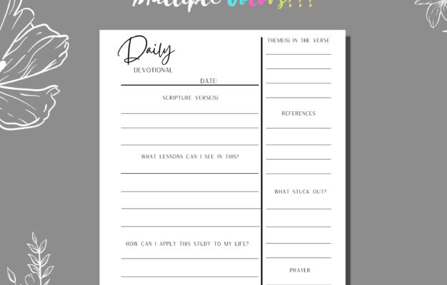 Daily Devotional Template Printable Multicolor Bundle PDF 8 5