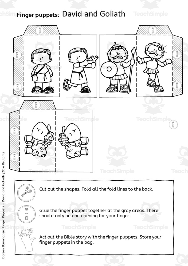 David And Goliath Finger Puppets Bible Story By Teach Simple