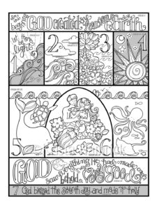 Days Of Creation Coloring Page In Three Sizes 8 5X11 8X10 Suitable For Framing 6X8 For Bible Journaling Tip in Etsy