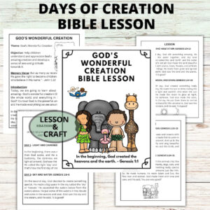 Days Of Creation Sunday School Lesson And Craft For Kids Printable Kids Creation Bible Story Lesson Coloring Craft For Children s Church Etsy