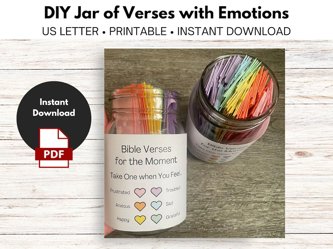 DIY Jar Of Bible Verses For Emotions Instant Download Printable Do It Yourself Feelings US Letter And A4 Sizes Etsy