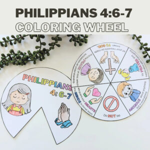 Do Not Be Anxious Philippians 4 6 7 Coloring Wheel Printable Bible Activity Kids Bible Lesson Memory Game Sunday School Lesson Etsy