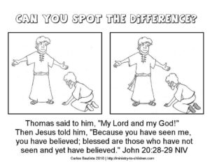 Doubting Thomas Sunday School Worksheet