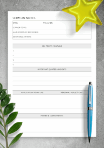 Download Printable Sermon Notes Template Template PDF For Your Bible Study