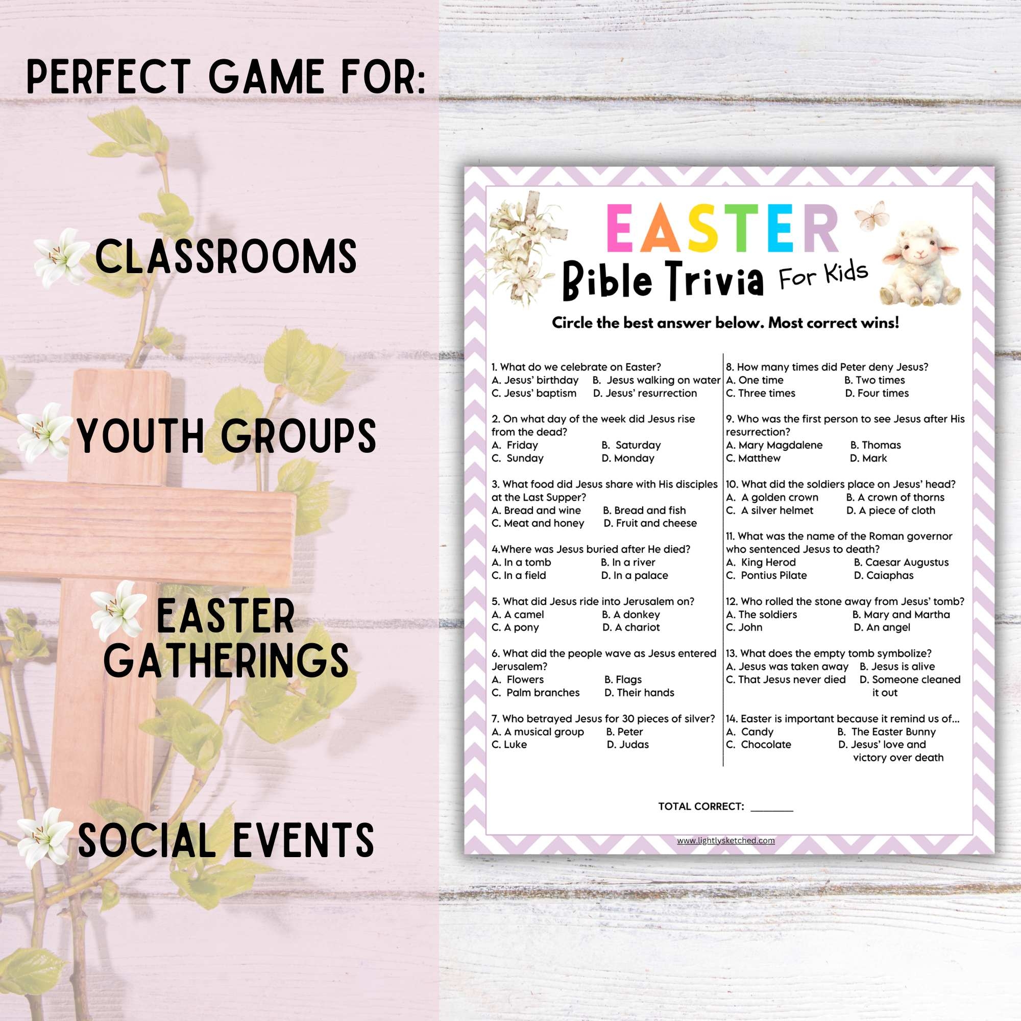 Easter Bible Trivia For Kids Lightly Sketched