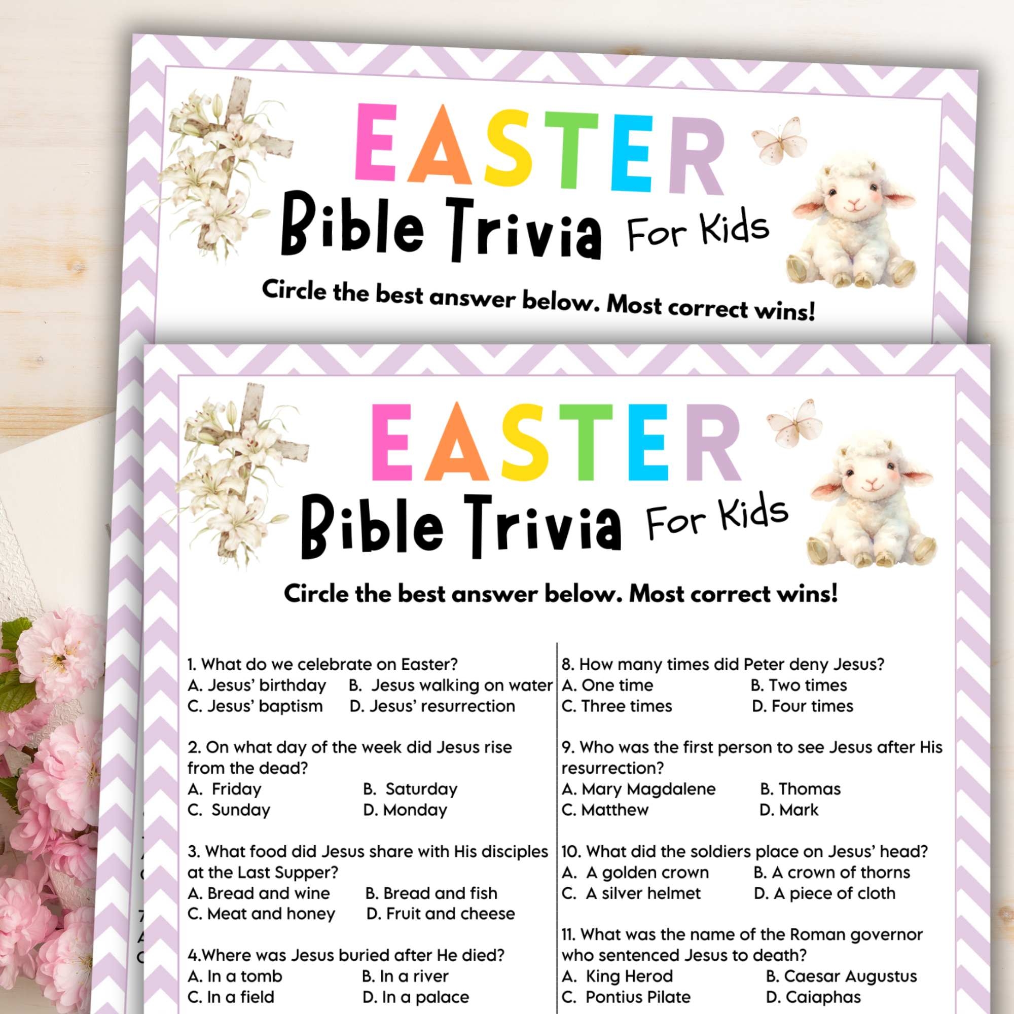 easter bible trivia for kids lightly sketched