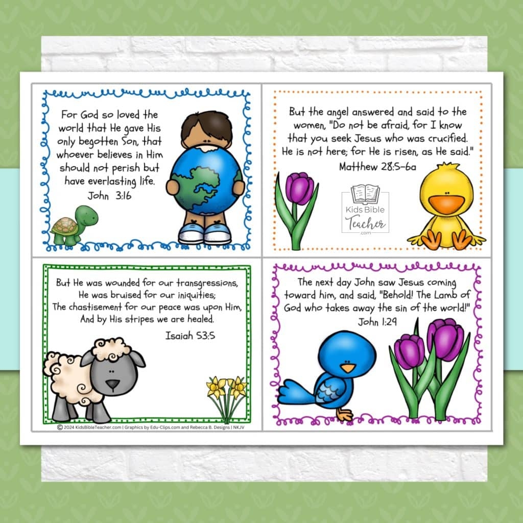 easter bible verse cards set kids bible teacher