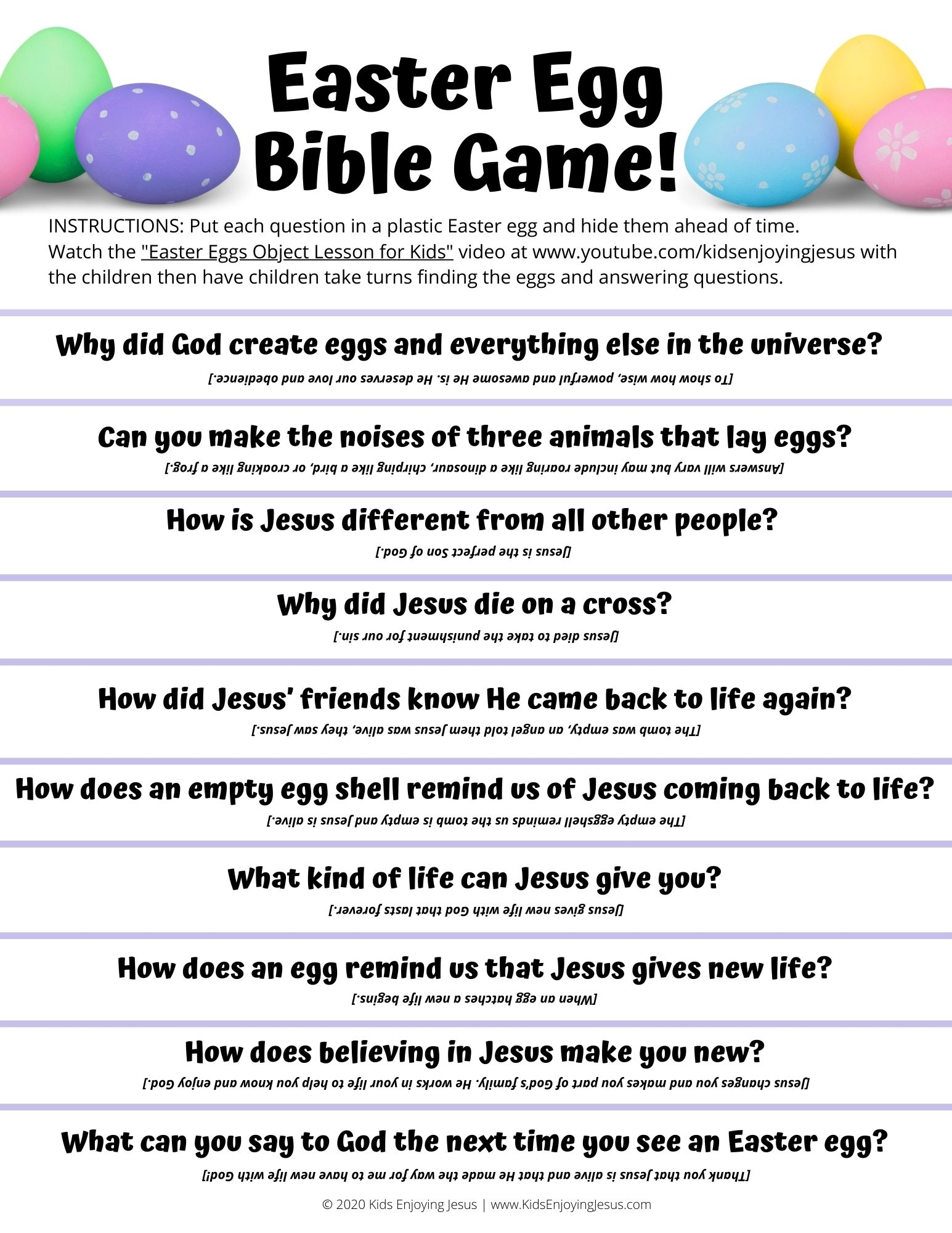 Free Printable Bible Name Meanings Game