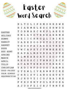 Easter Word Search Puzzle With Answer Sheet Easter Games Easter Activities Holidays Etsy