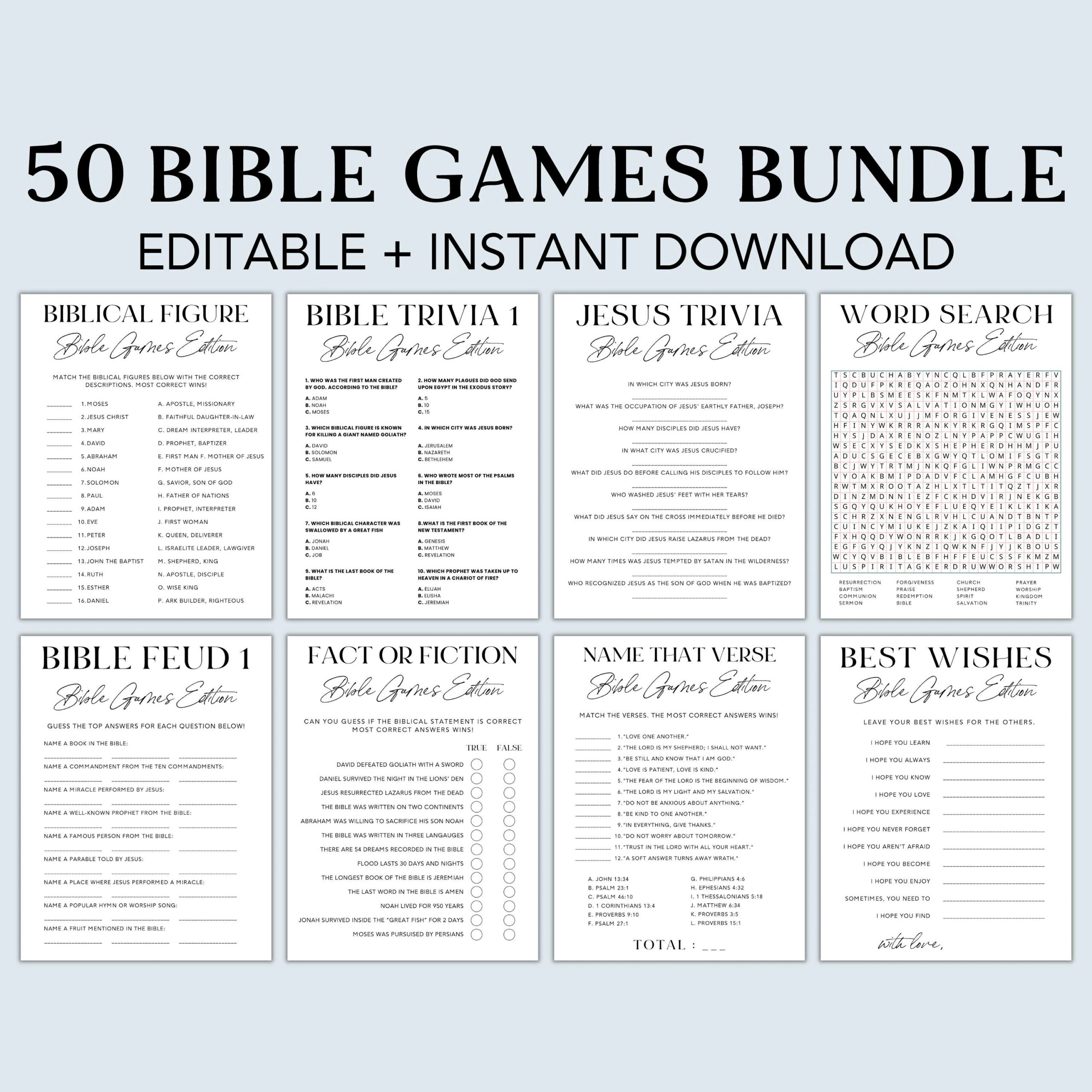 Printable Bible Games for Adults